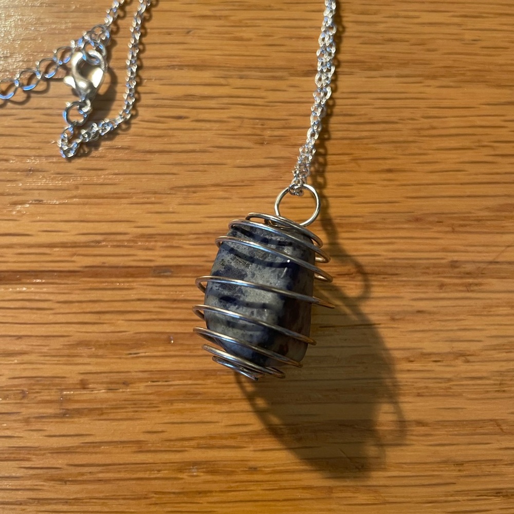 Sodalite Wire Wrapped Crystal Necklace